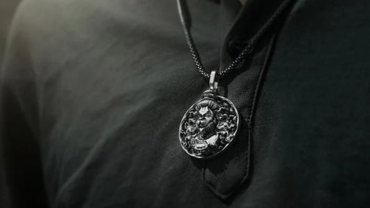SKYshop Hanuman Ji Pendant Oxodaised Silver Chain