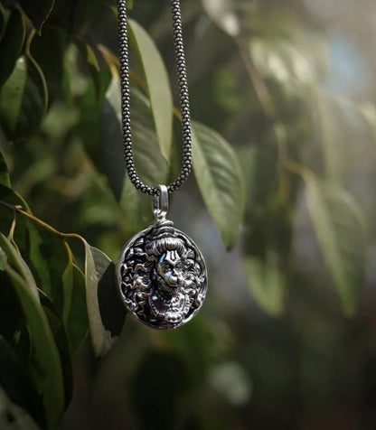 SKYshop Hanuman Ji Pendant Oxodaised Silver Chain
